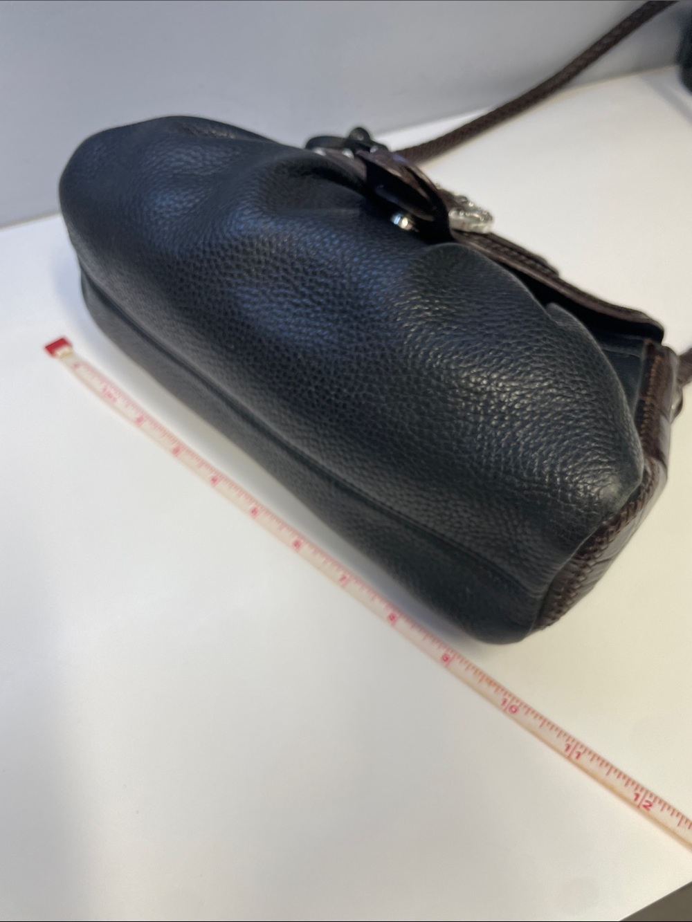 BRIGHTON Vintage Brown and Black Croc-Accent Shoulder Bag - Picture 9 of 12
